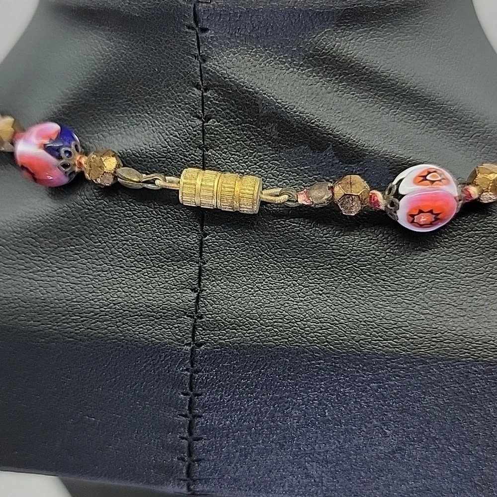 Murano Moretti Millefiori Venetian Glass Bead Necklace 15